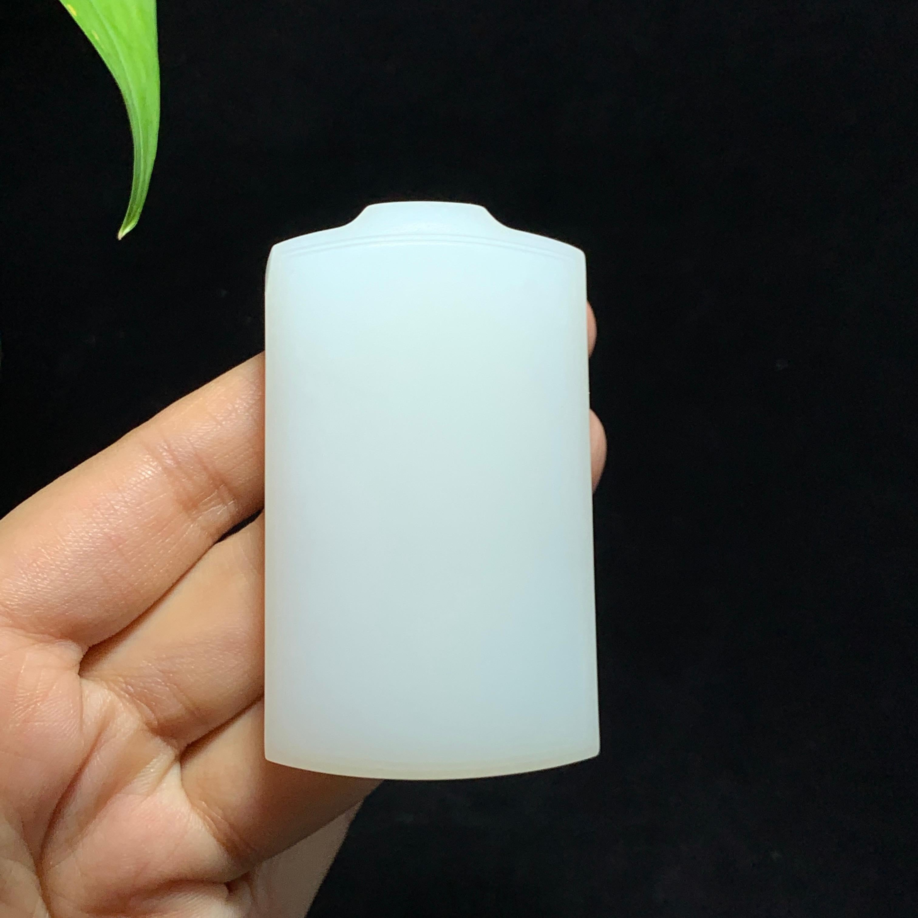 和田山料羊脂白玉无事牌挂件（82.4g）