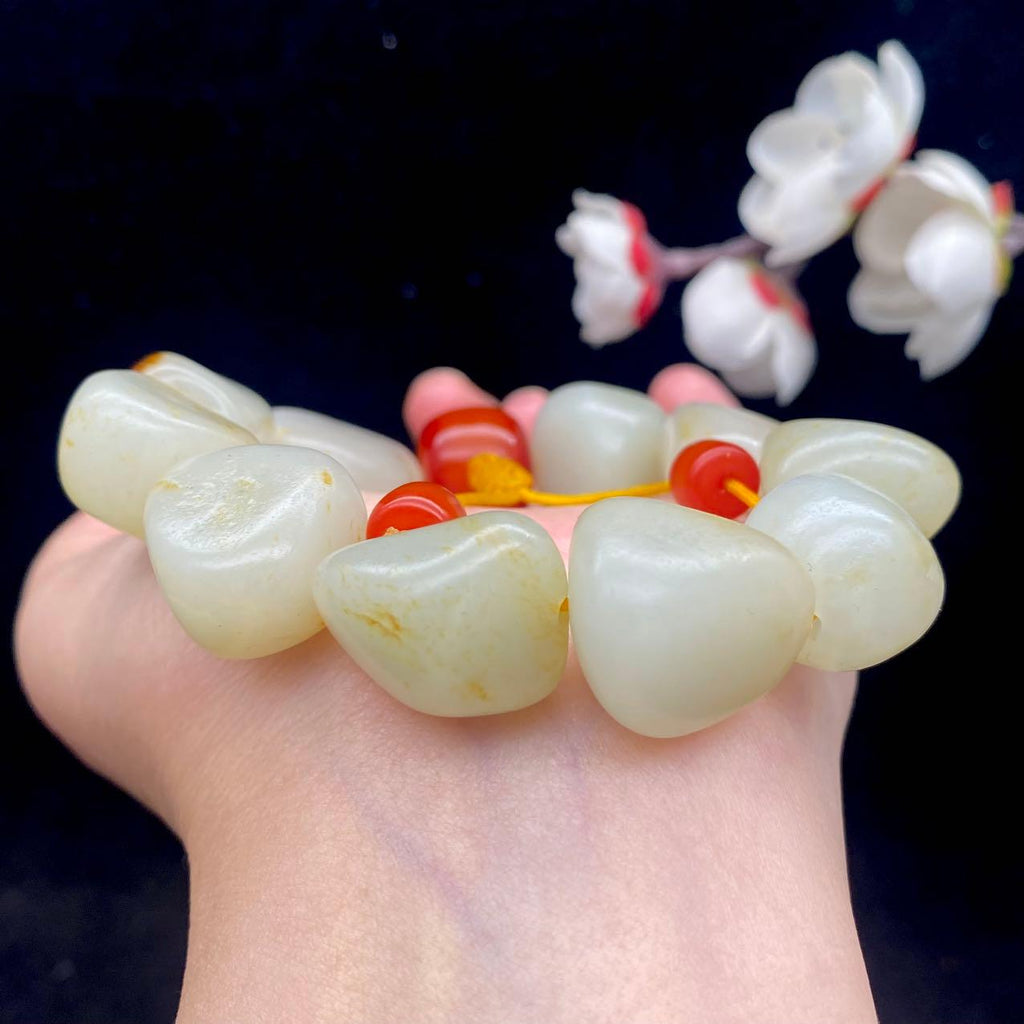和田玉洒金皮籽料【精品手串】（73.3g）