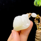 和田玉籽料金蟾钱袋挂件（26.3g）