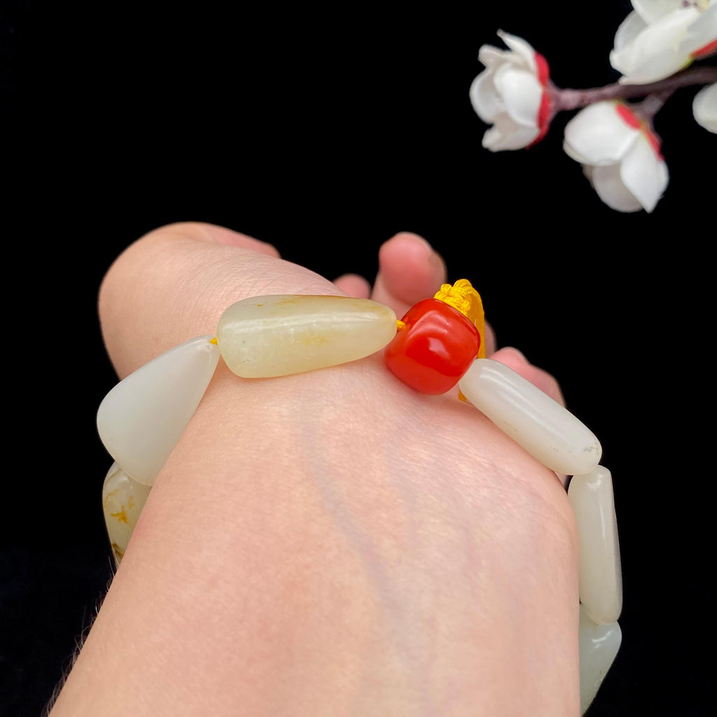 和田玉洒金皮【精品手串】（39.8g）