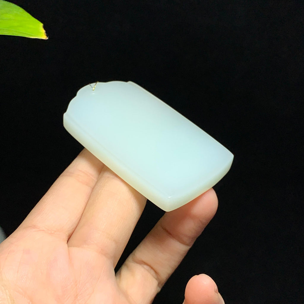 和田山料羊脂白玉无事牌挂件（54.6g）