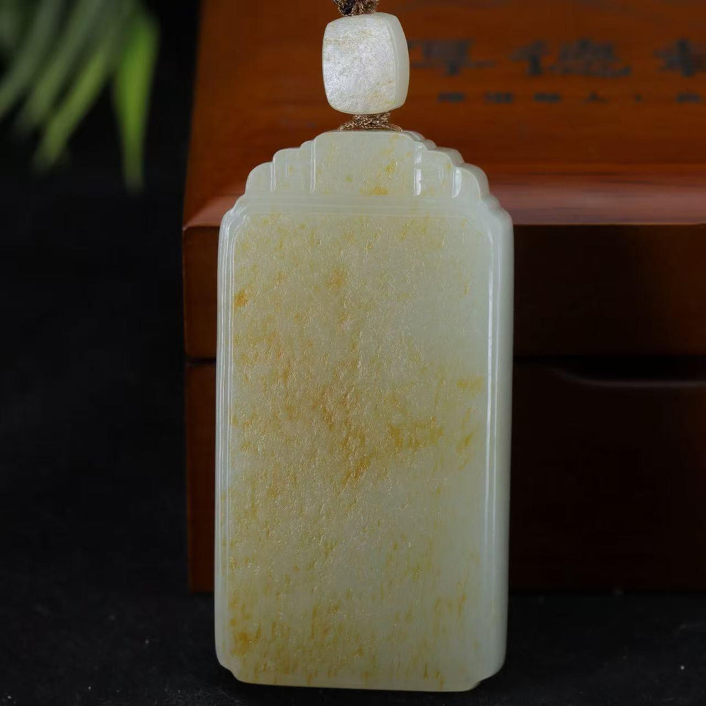 和田玉洒金皮无事牌挂坠（75.1g）