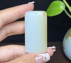 和田玉且末糖白羊脂玉莲花悟道平安无事牌（30.1g）