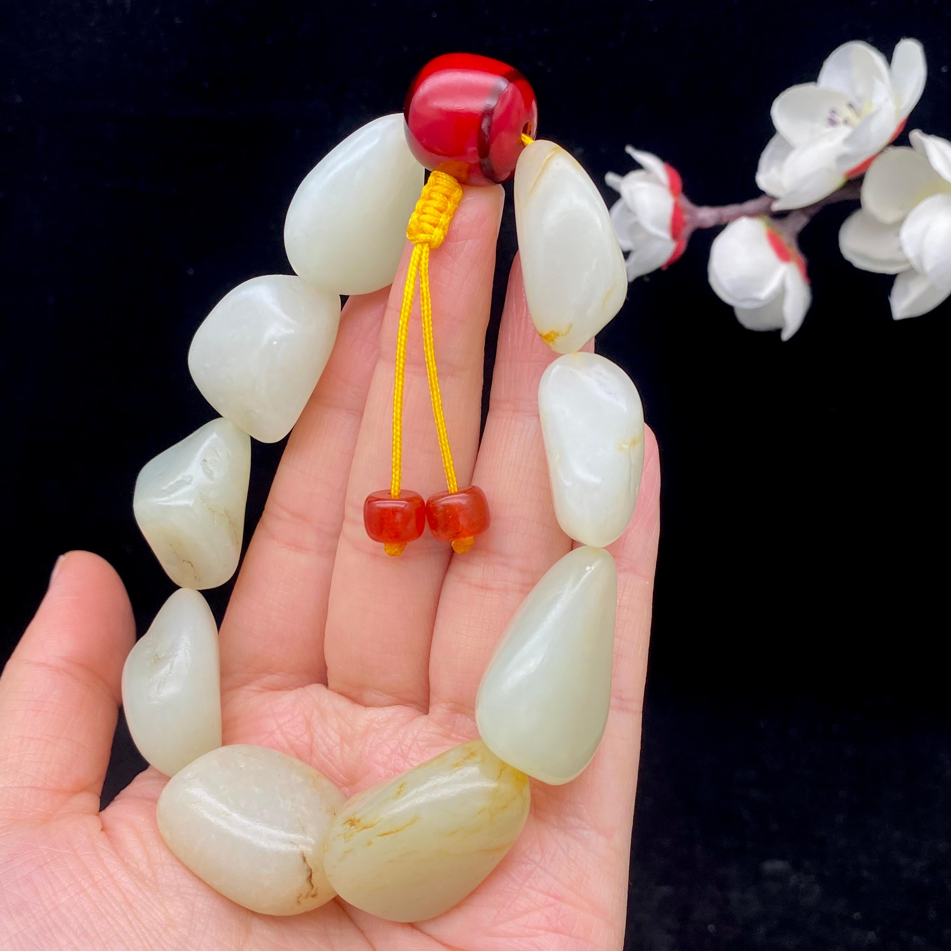 和田玉洒金皮籽料【精品手串】（93.5g）