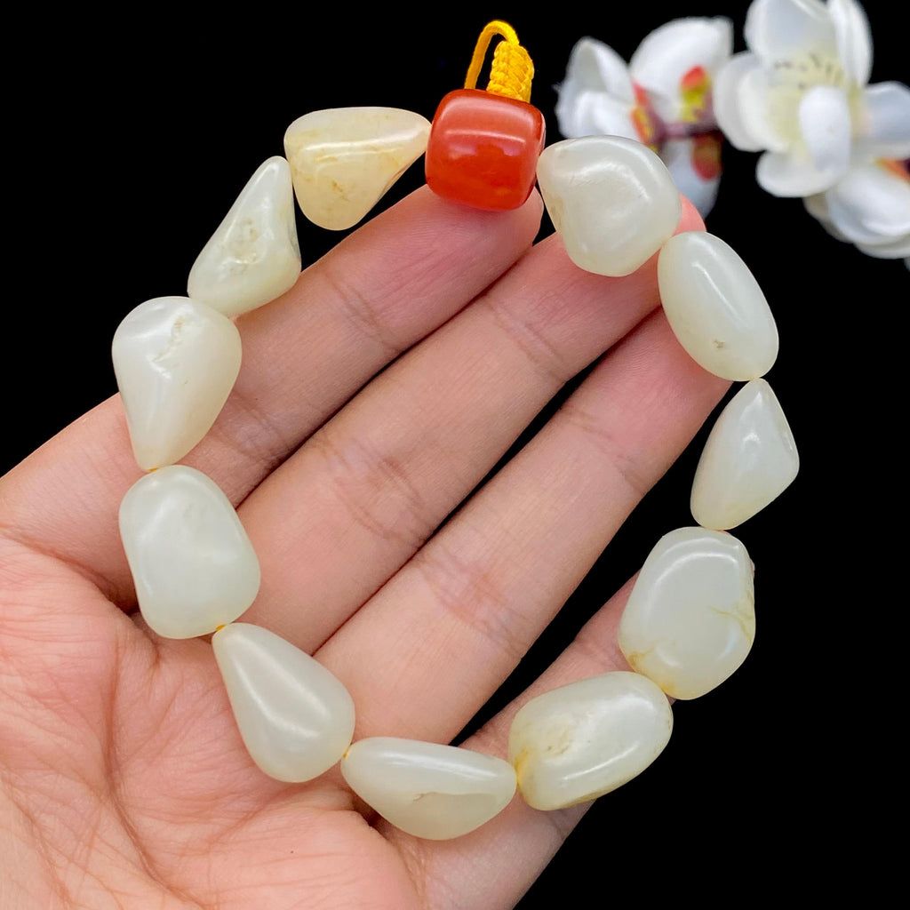 和田玉洒金皮【精品手串】（49.3g）