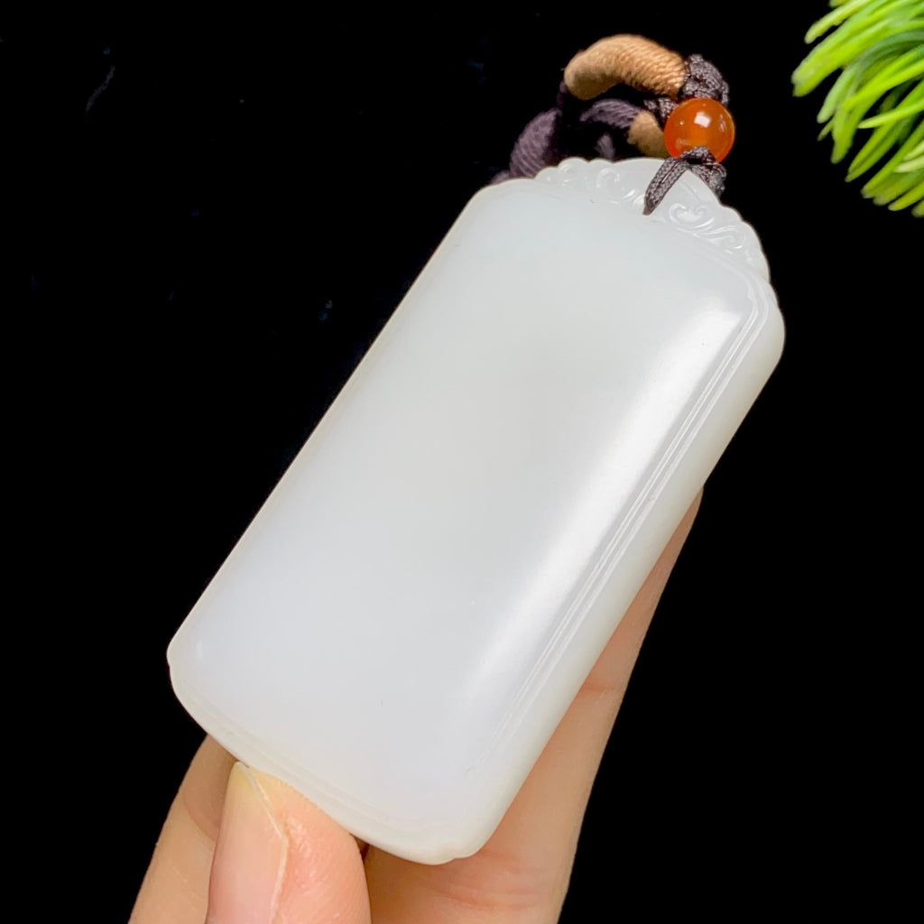 和田玉新疆料白玉无事牌（49.6g）