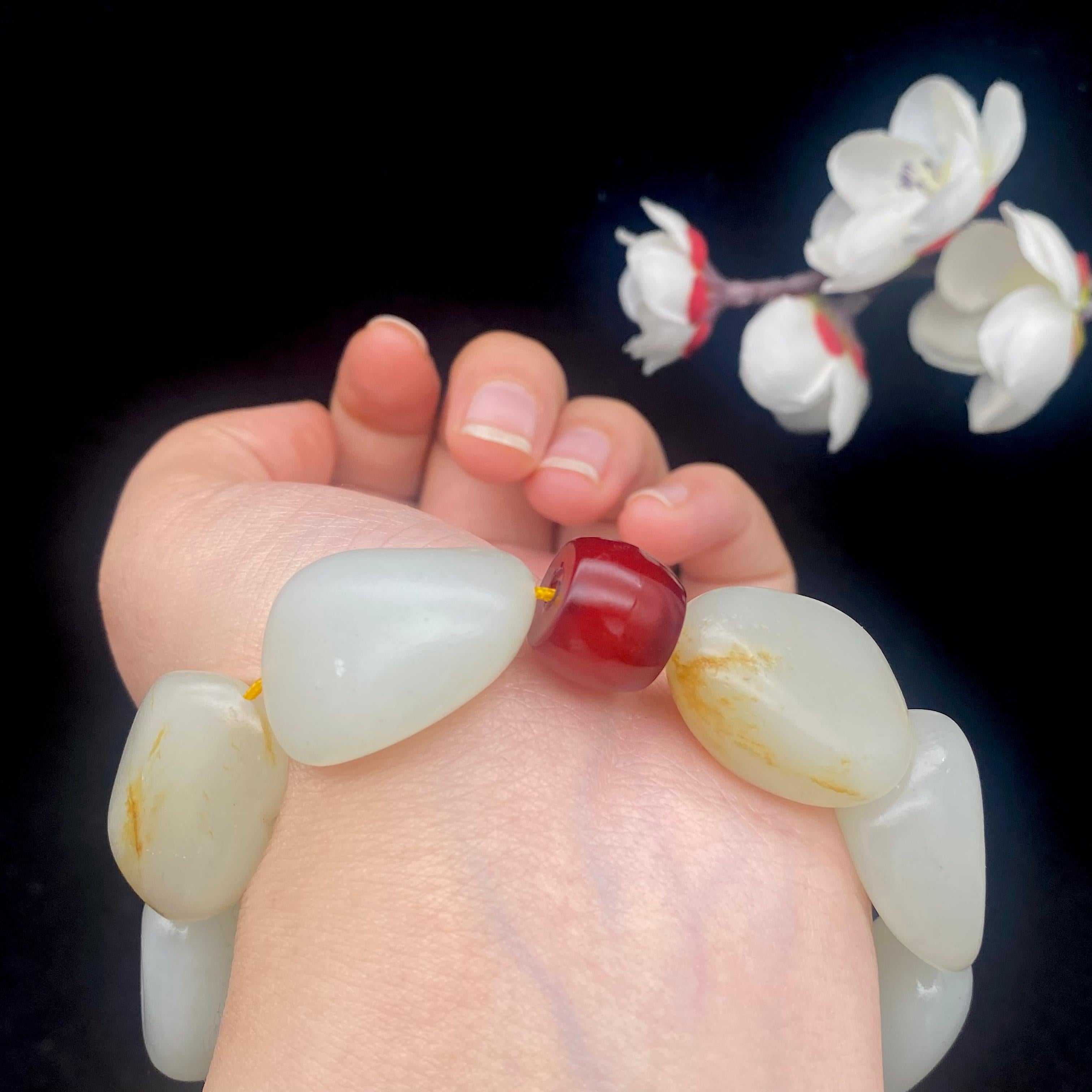 和田玉洒金皮籽料【精品手串】（94.3g）