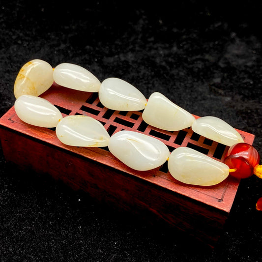和田玉黄皮【精品手串】（52.8g）