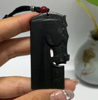 和田玉黑青马平安无事牌（28.5g）