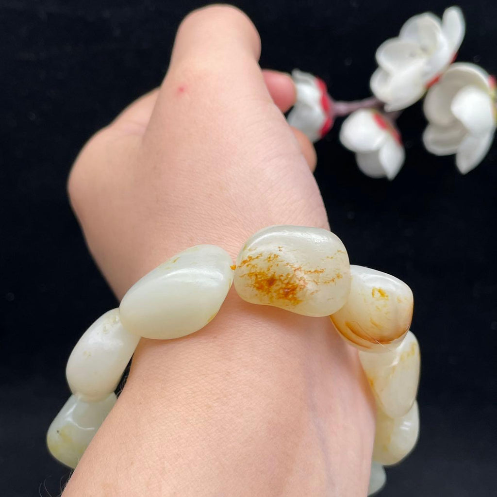 和田玉洒金皮籽料【精品手串】（67.5g）