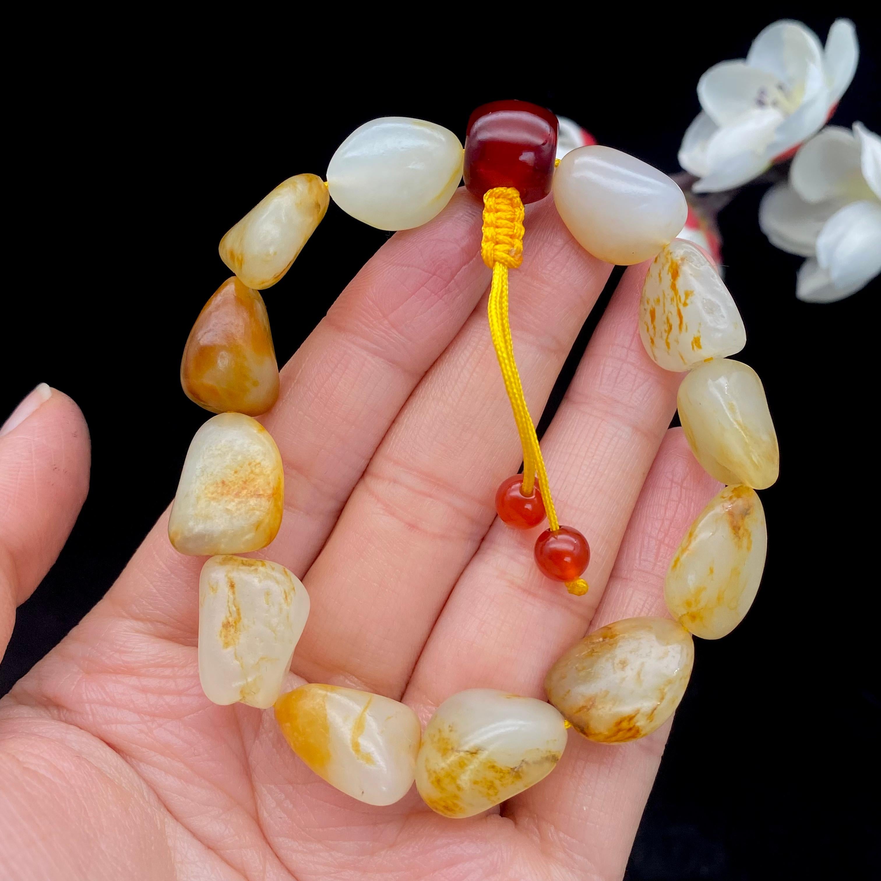 和田玉洒金皮籽料【精品手串】（33.5g）