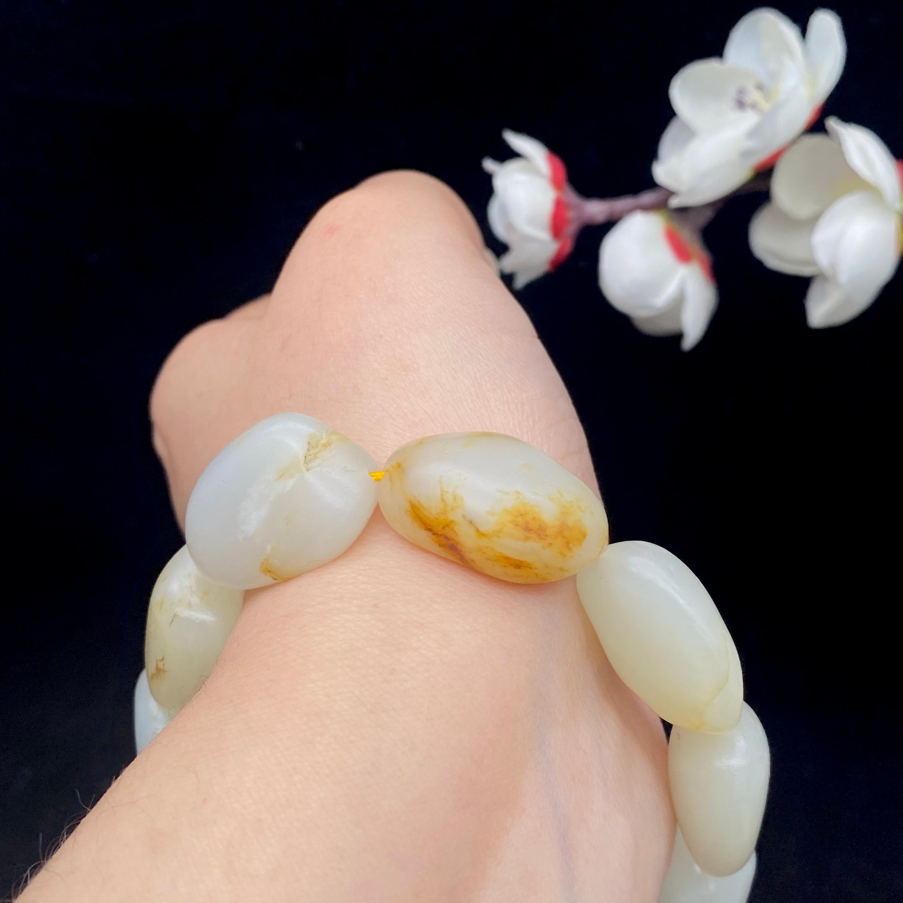 和田玉洒金皮籽料【精品手串】（62g）