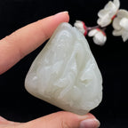 和田玉白玉籽料【寿星仙鹿】挂件（90g）