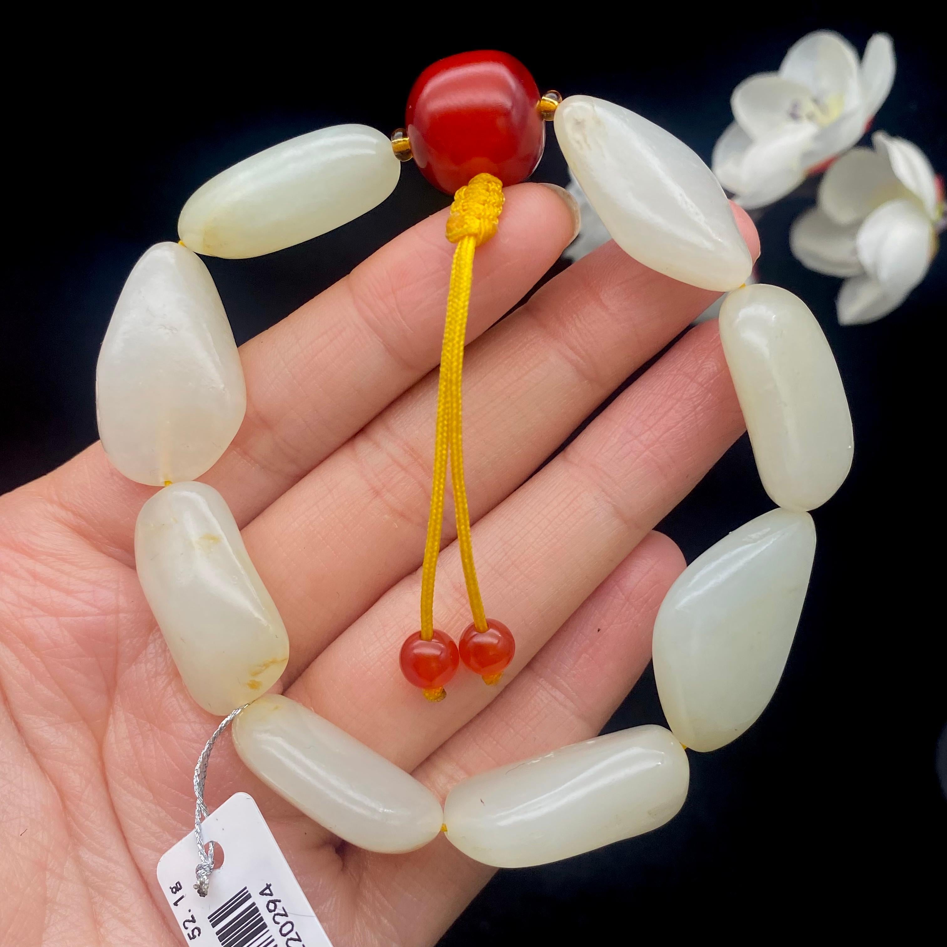 和田玉白玉籽料【精品手串】（52.1g）