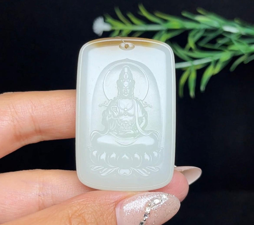 和田玉糖白观音牌（41.1g）