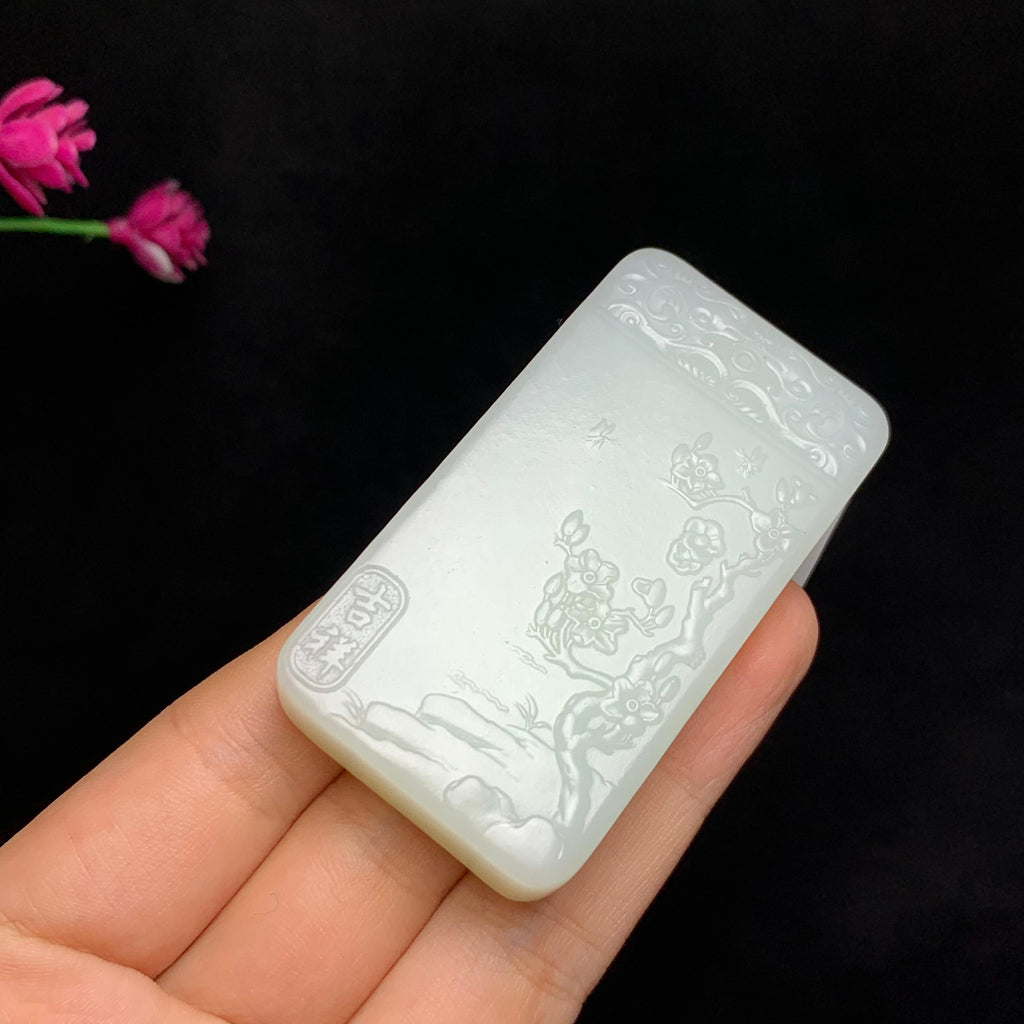 顶级和田玉白玉普贤菩萨挂件（76.6g）