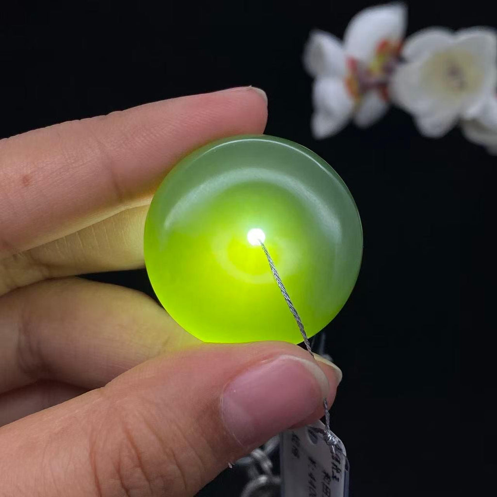 和田玉-沙枣青【平安扣】挂件（21.3g）