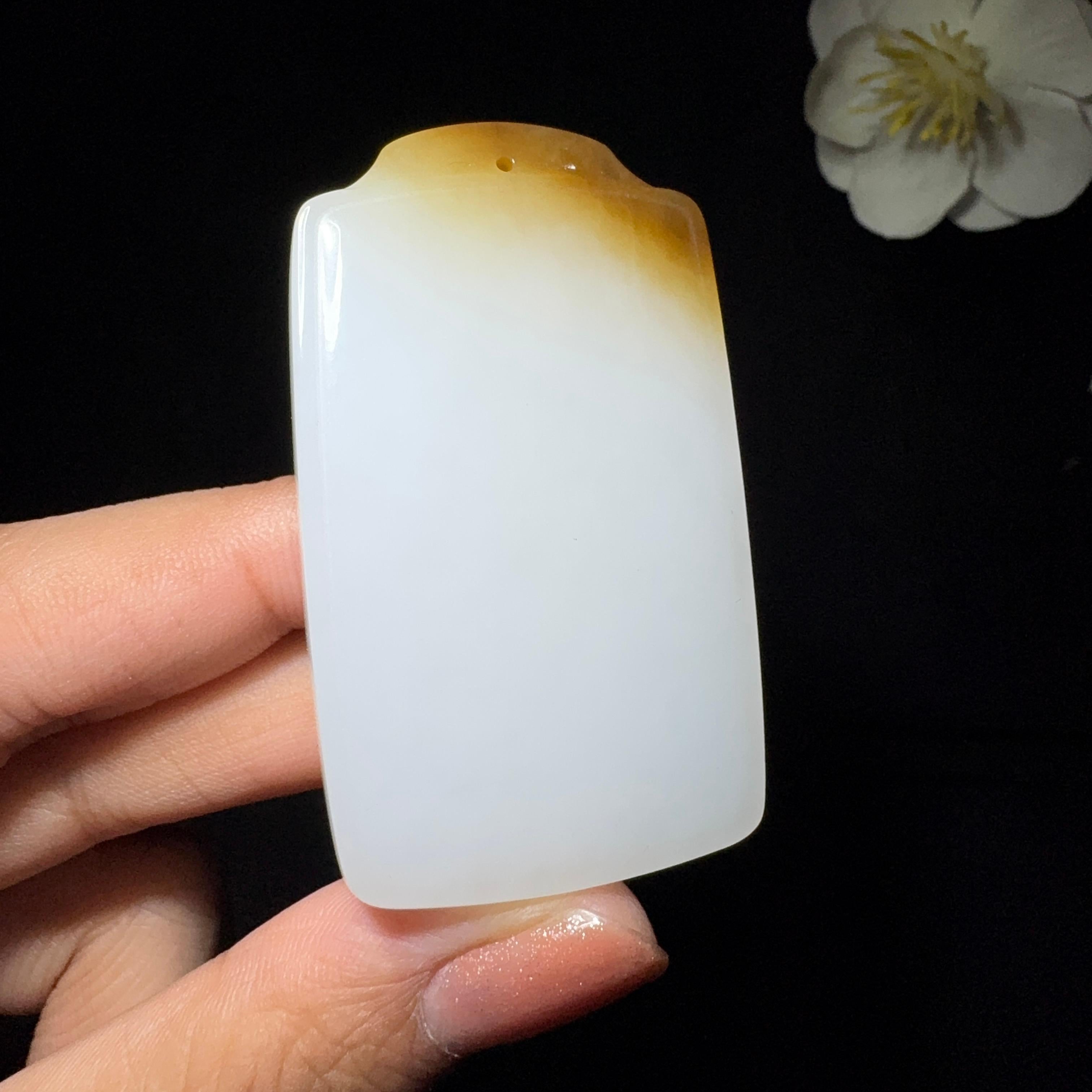 精品和田玉糖白平安牌（40.4g）