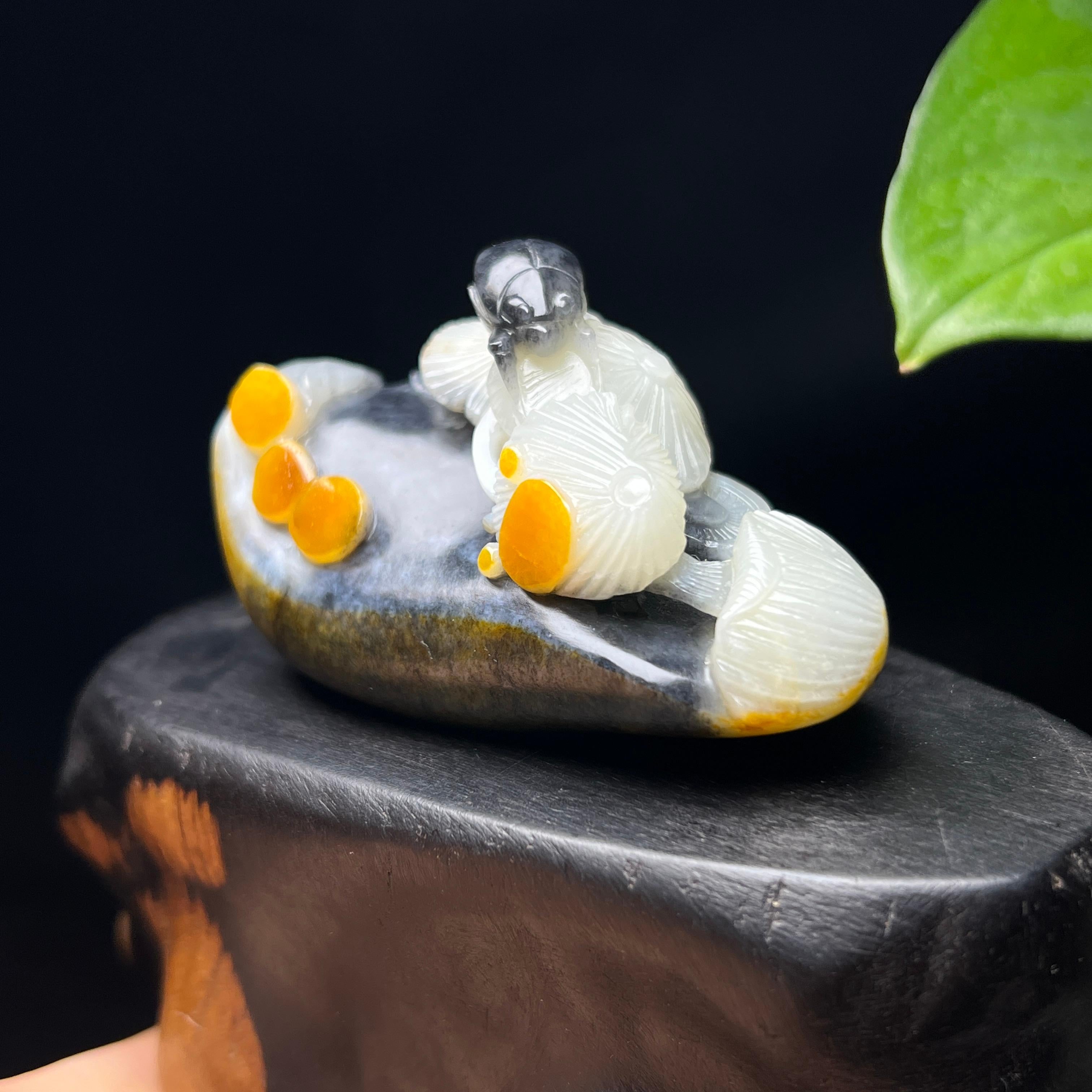 和田玉籽料红皮三色青花富甲天下摆件（89.2g）