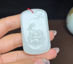精品和田羊脂玉生肖羊样样如意牌（28.8g）