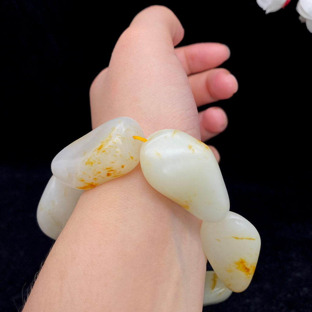 和田玉洒金皮【精品手串】（99.1g）