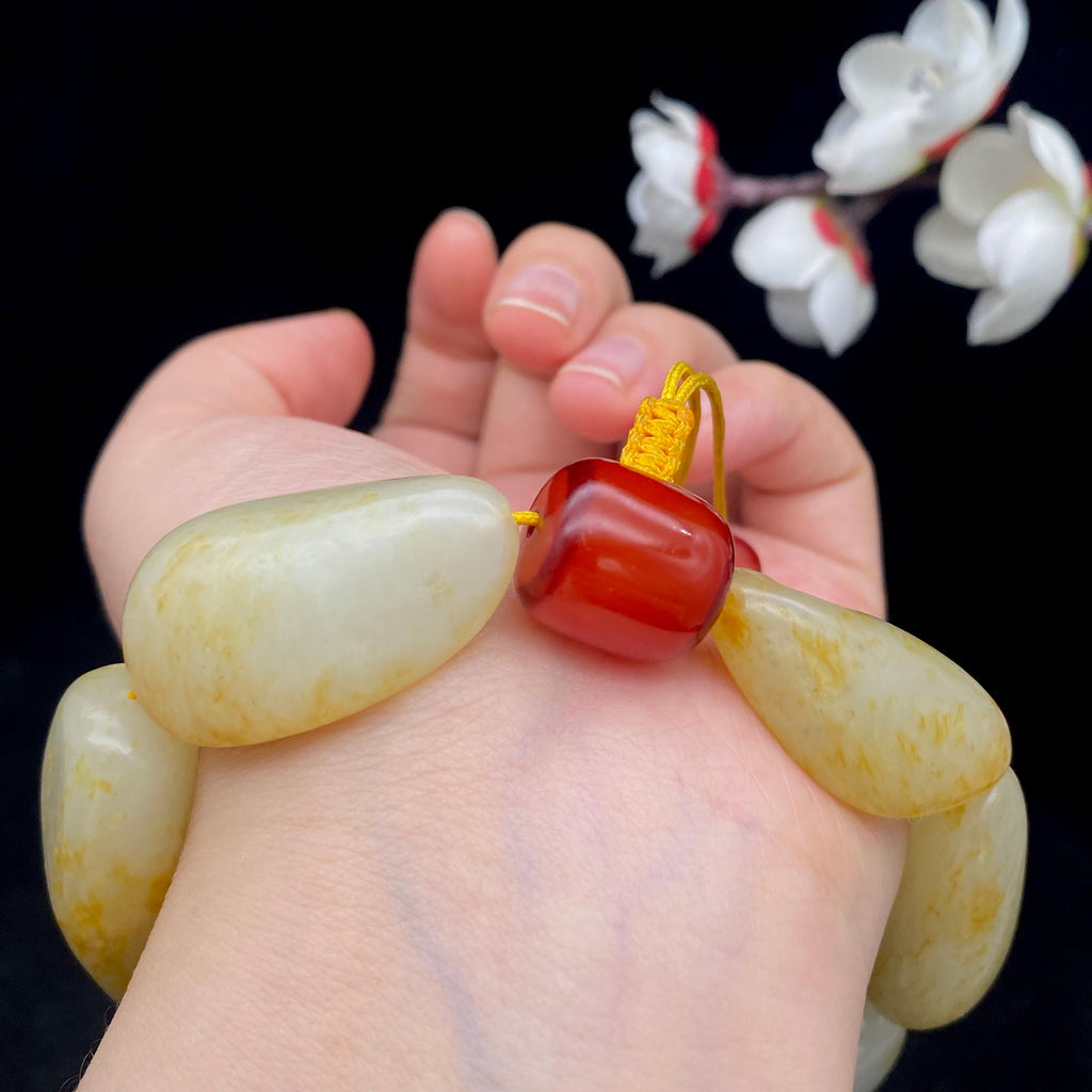和田玉洒金皮籽料【精品手串】（103.7g）