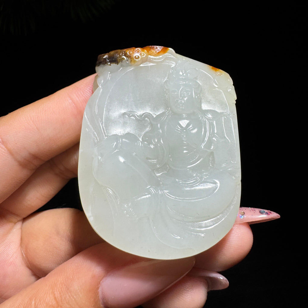 和田玉籽料白玉观音（54.0g）
