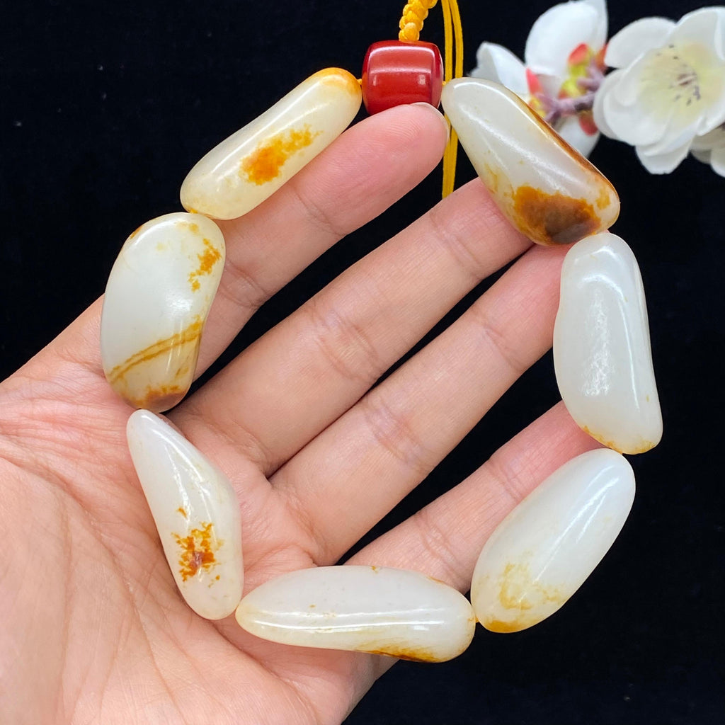 和田玉洒金皮籽料【精品手串】（91.3g）