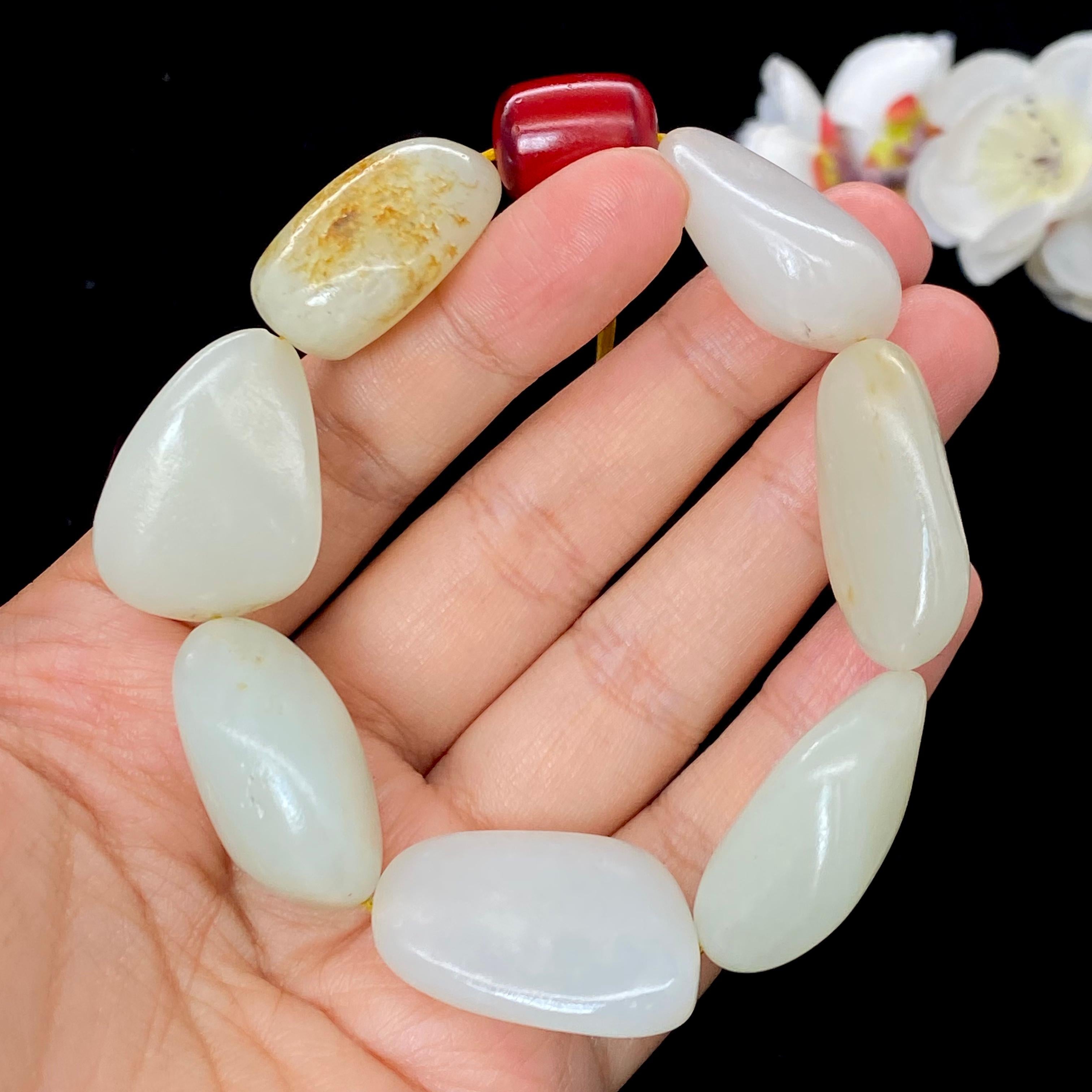和田玉洒金皮籽料【精品手串】（79.6g）