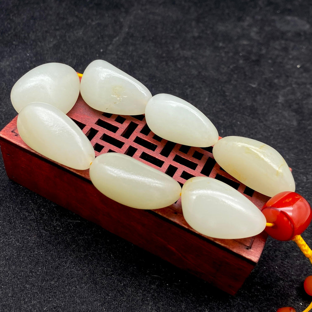 和田玉白玉带洒金皮【精品手串】（92.6g）