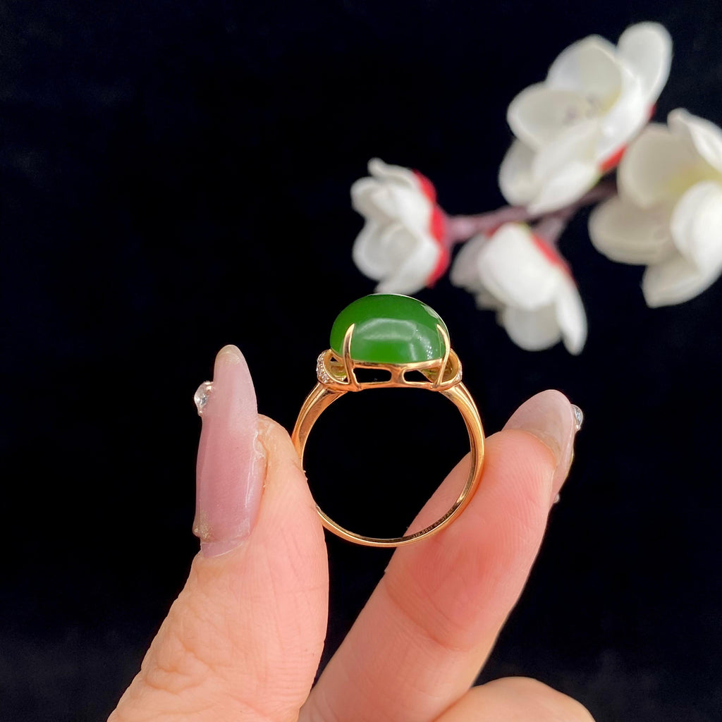 和田玉碧玉18k金镶【戒指】（4g）