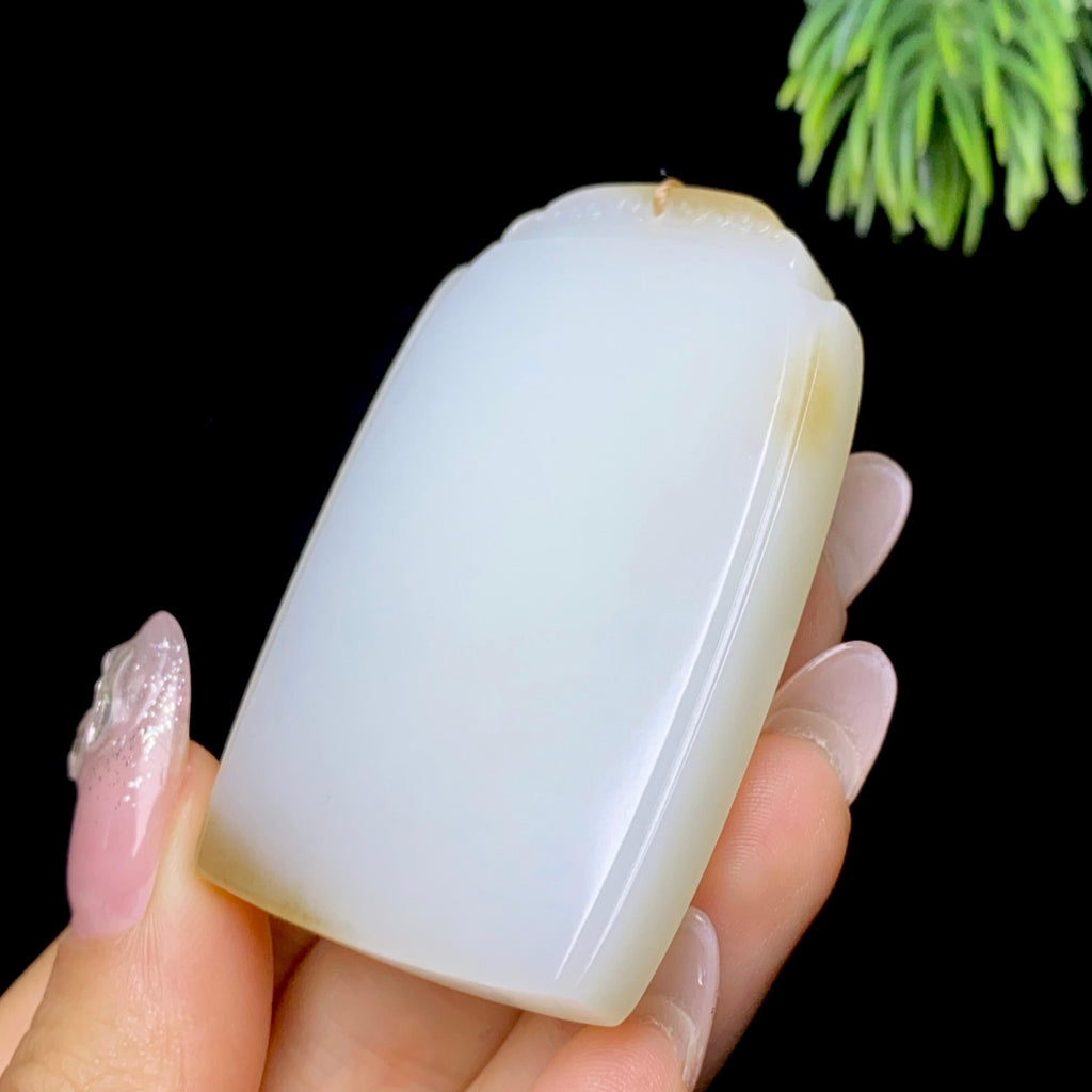 和田玉糖白无事牌（49.6g）