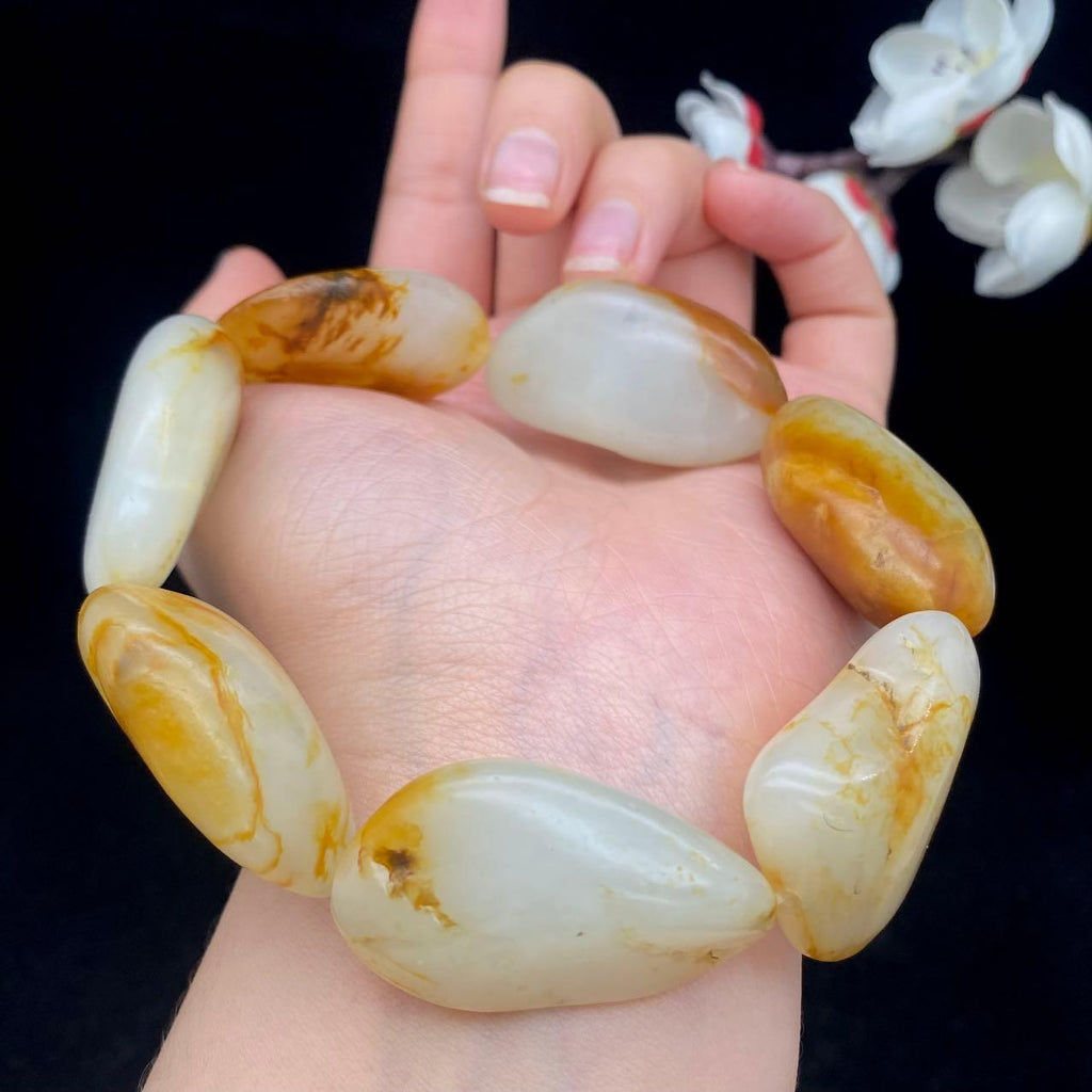 和田玉洒金皮【精品手串】（123.1g）