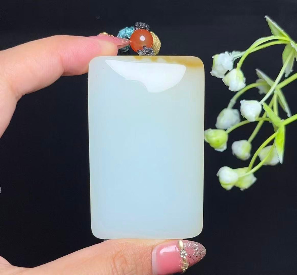 和田玉糖白玉平安无事牌（88.2g）