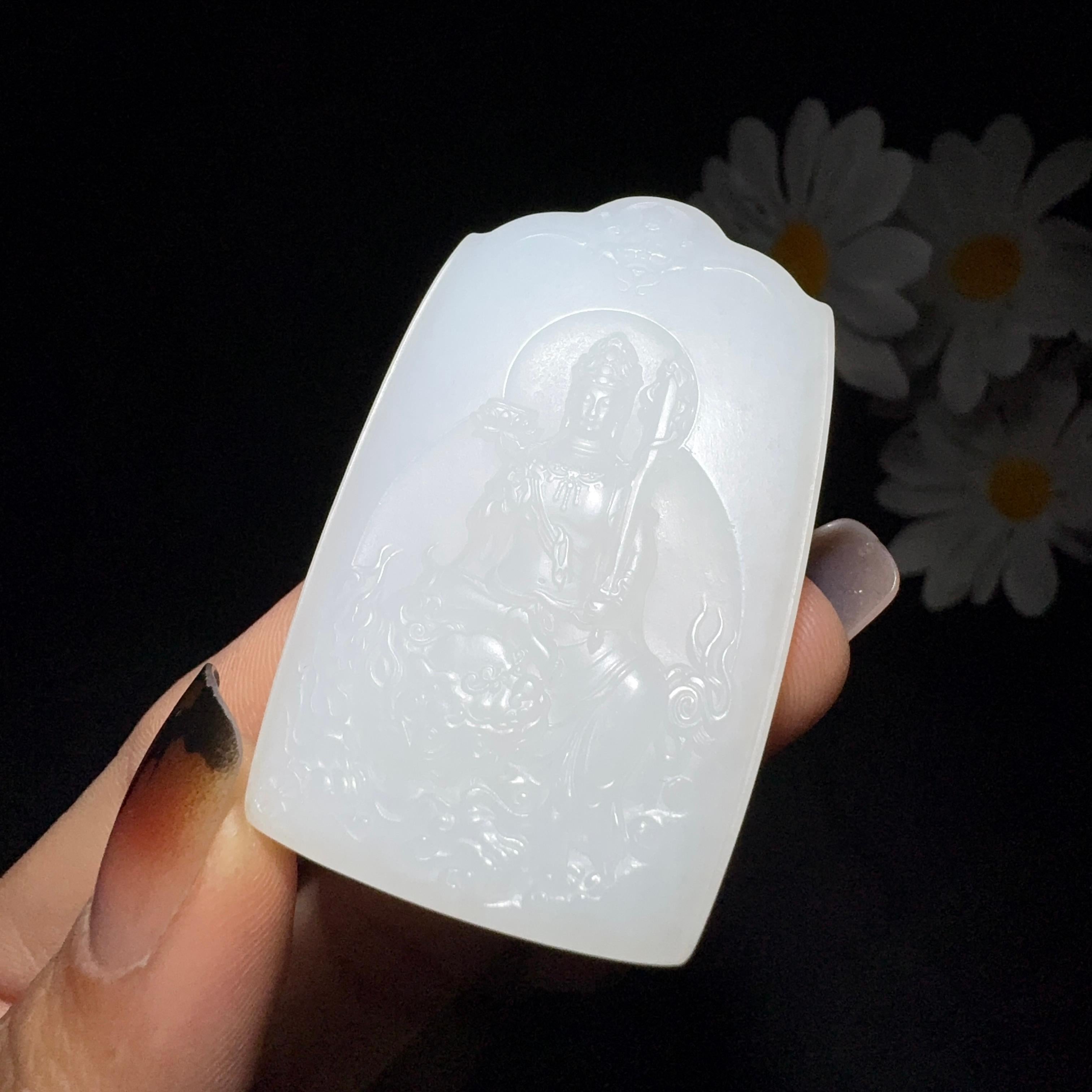 和田玉白玉挂件文书菩萨（34.6g）