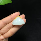 高品质18k金镶羊脂白玉日照金山挂件（11.0g）