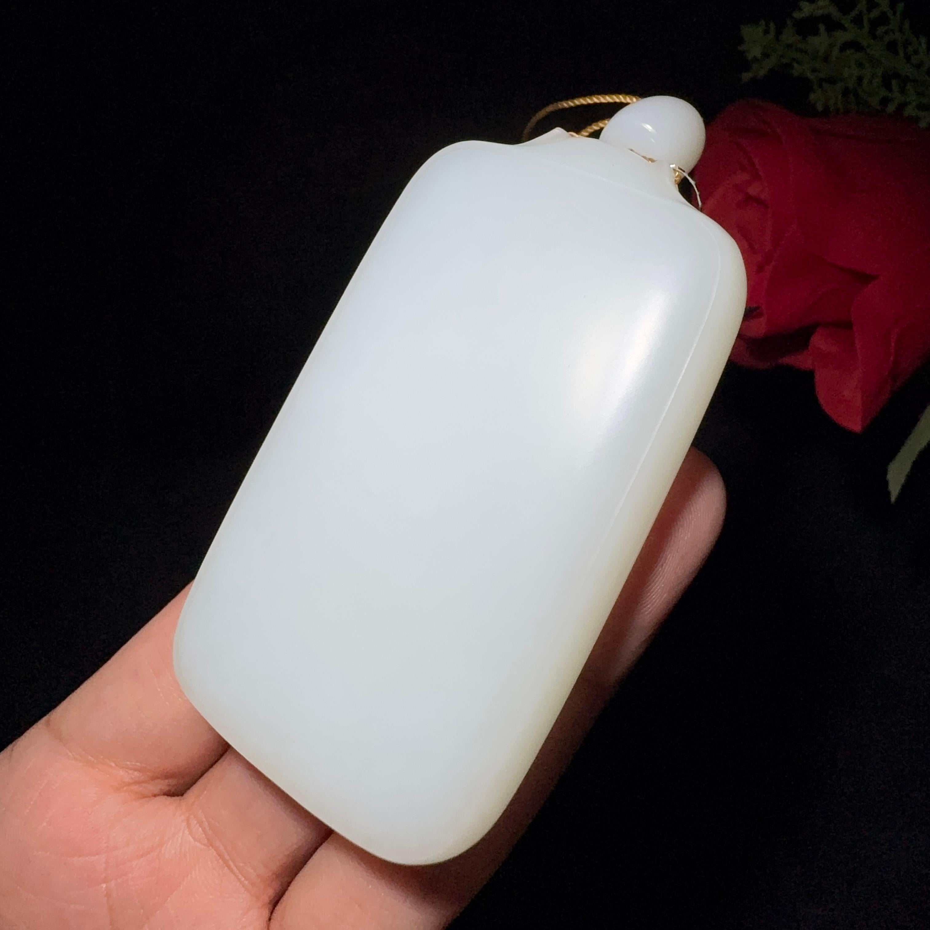 和田玉羊脂白玉平安无事牌（110.5g）