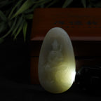 和田玉白玉撒金皮菩萨挂坠（47.5g）