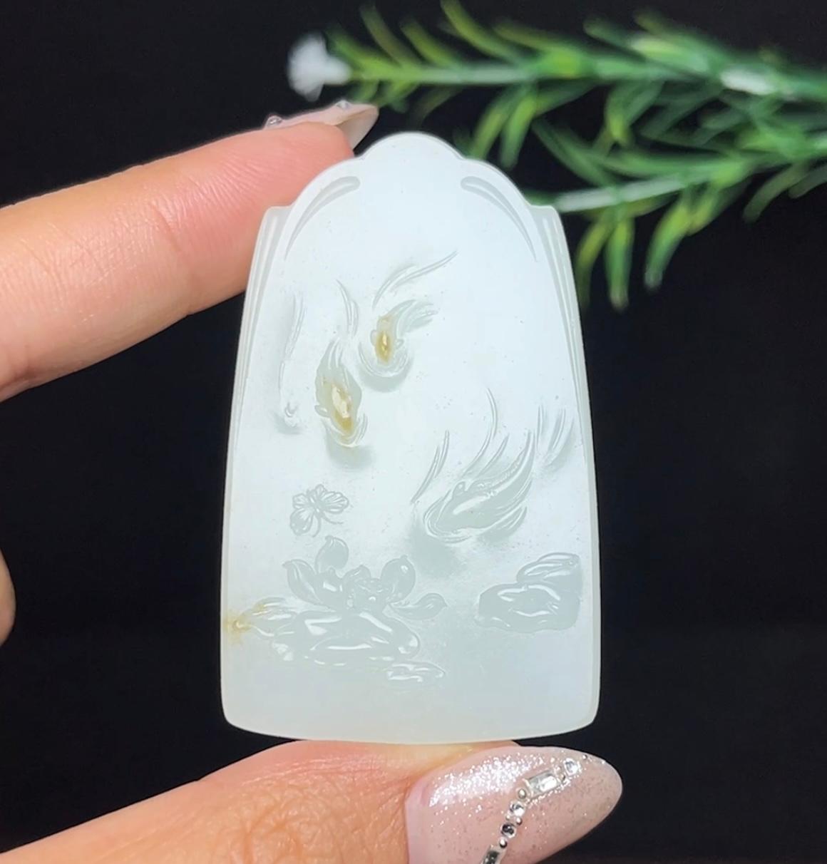 和田玉糖白料悟道年年有余（48.6g）