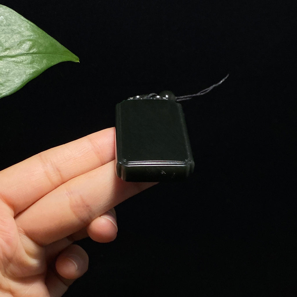 和田玉黑青平安无事牌（38.6g）