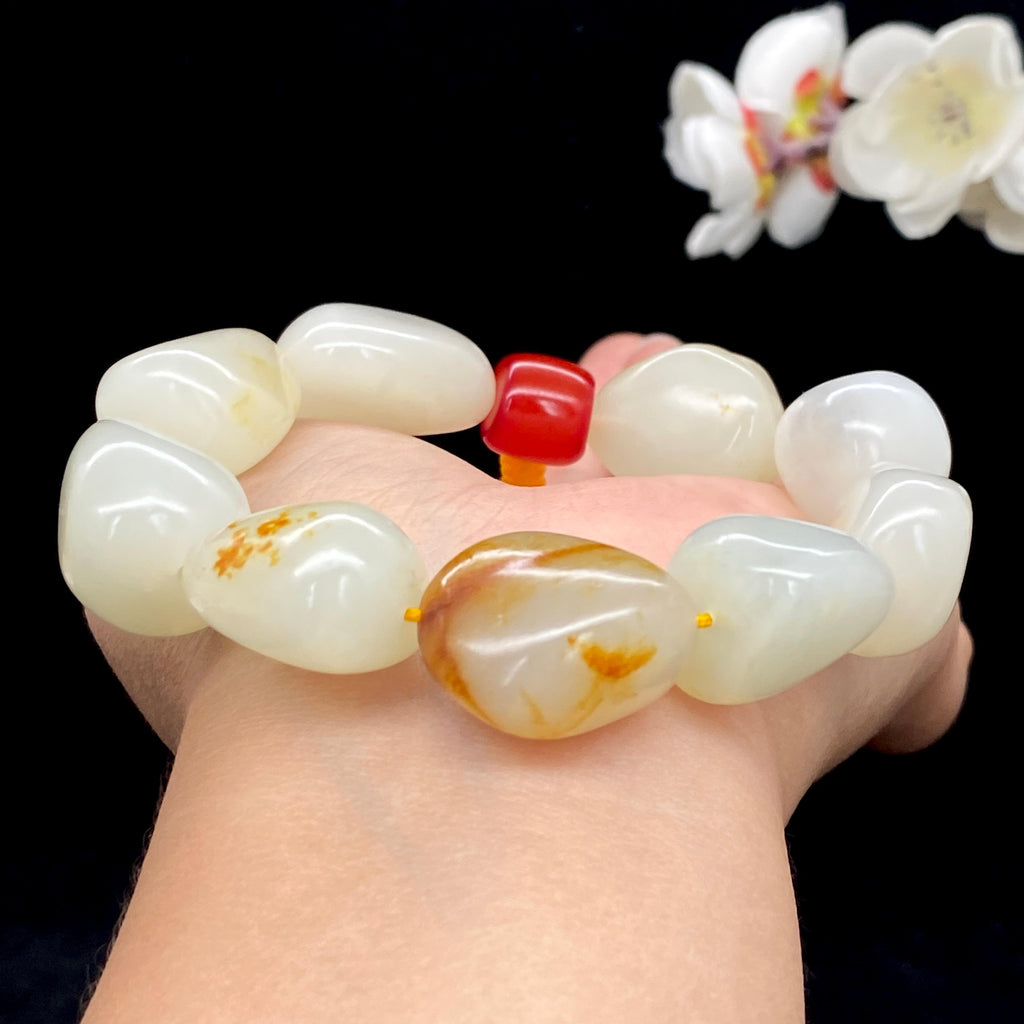 和田玉黄皮籽料【精品手串】（86.1g）
