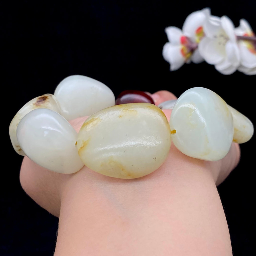 和田玉洒金皮籽料【精品男士手串】（151.9g）