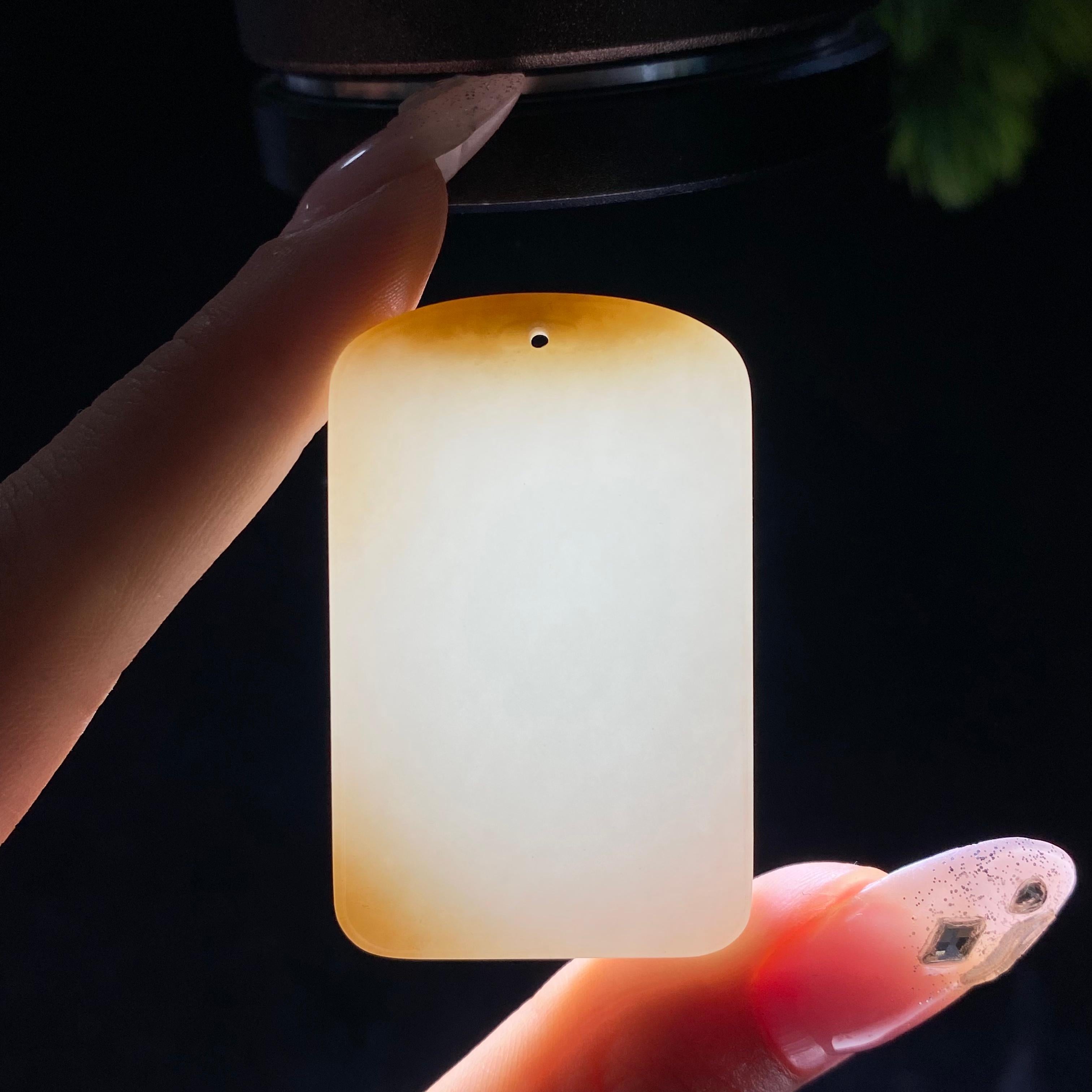 和田玉糖白无事牌（32.8g）