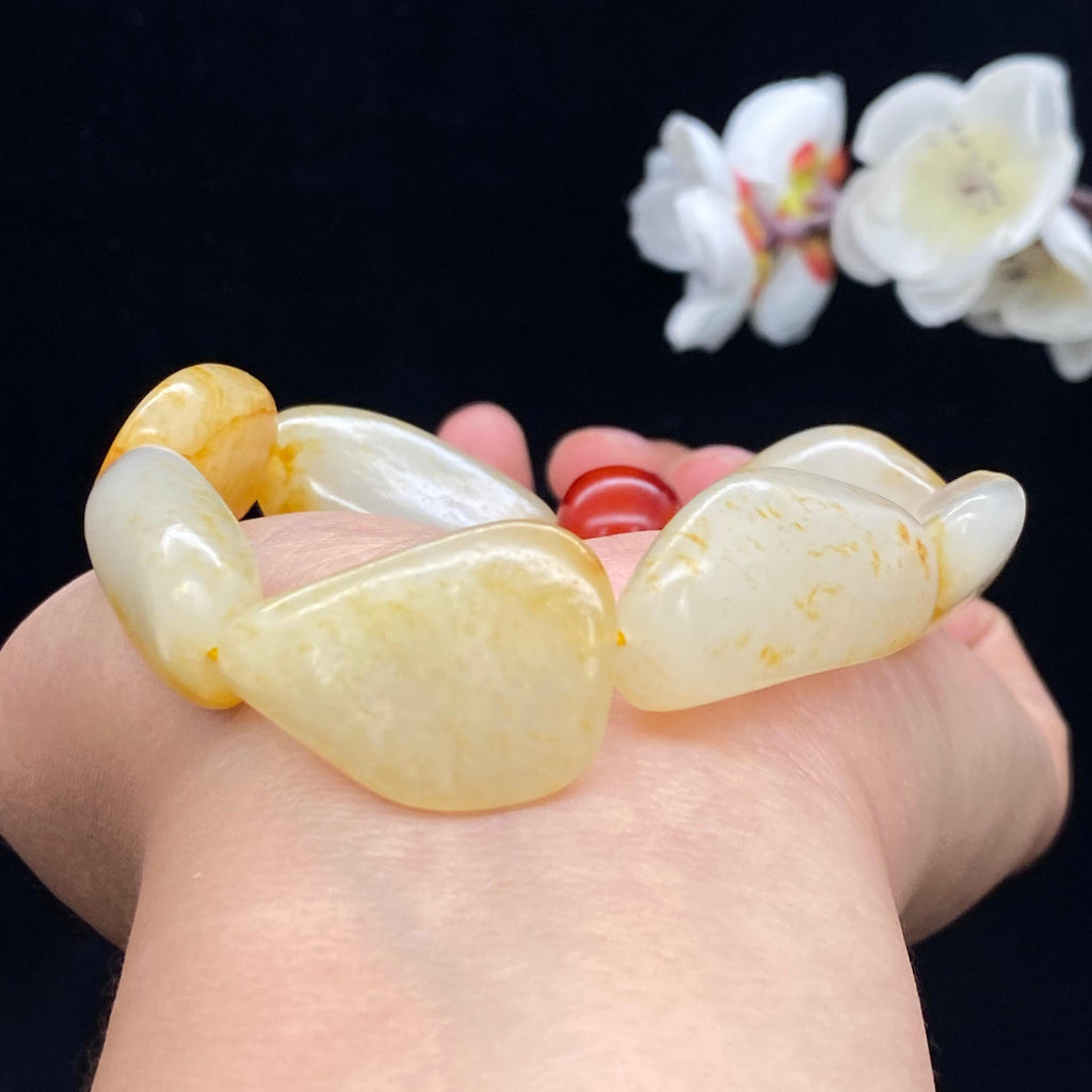 和田玉洒金皮籽料【精品手串】（57.2g）