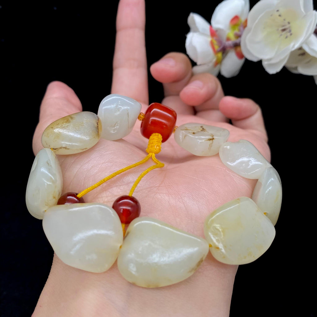 和田玉洒金皮籽料【精品手串】（53.4g）