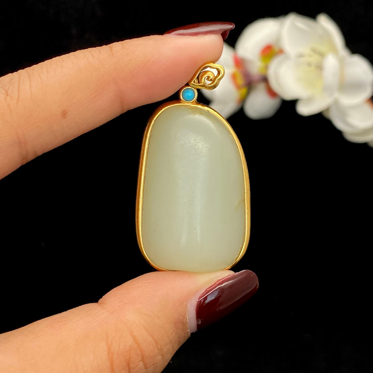 和田玉-白玉籽料包金挂件（18g）