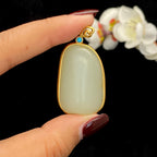 和田玉-白玉籽料包金挂件（18g）