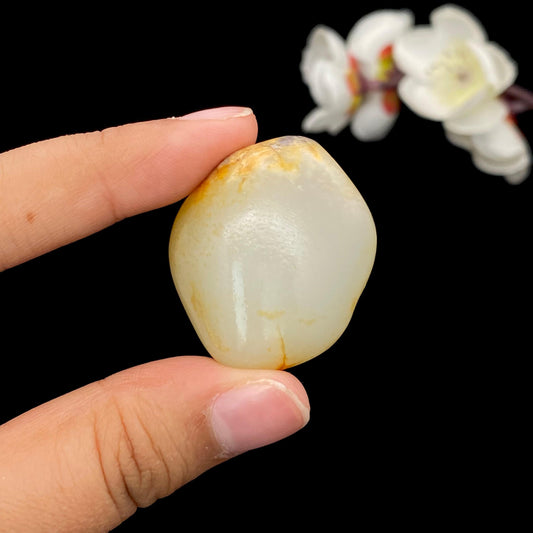 和田玉洒金皮紫罗兰籽料原石（26g）