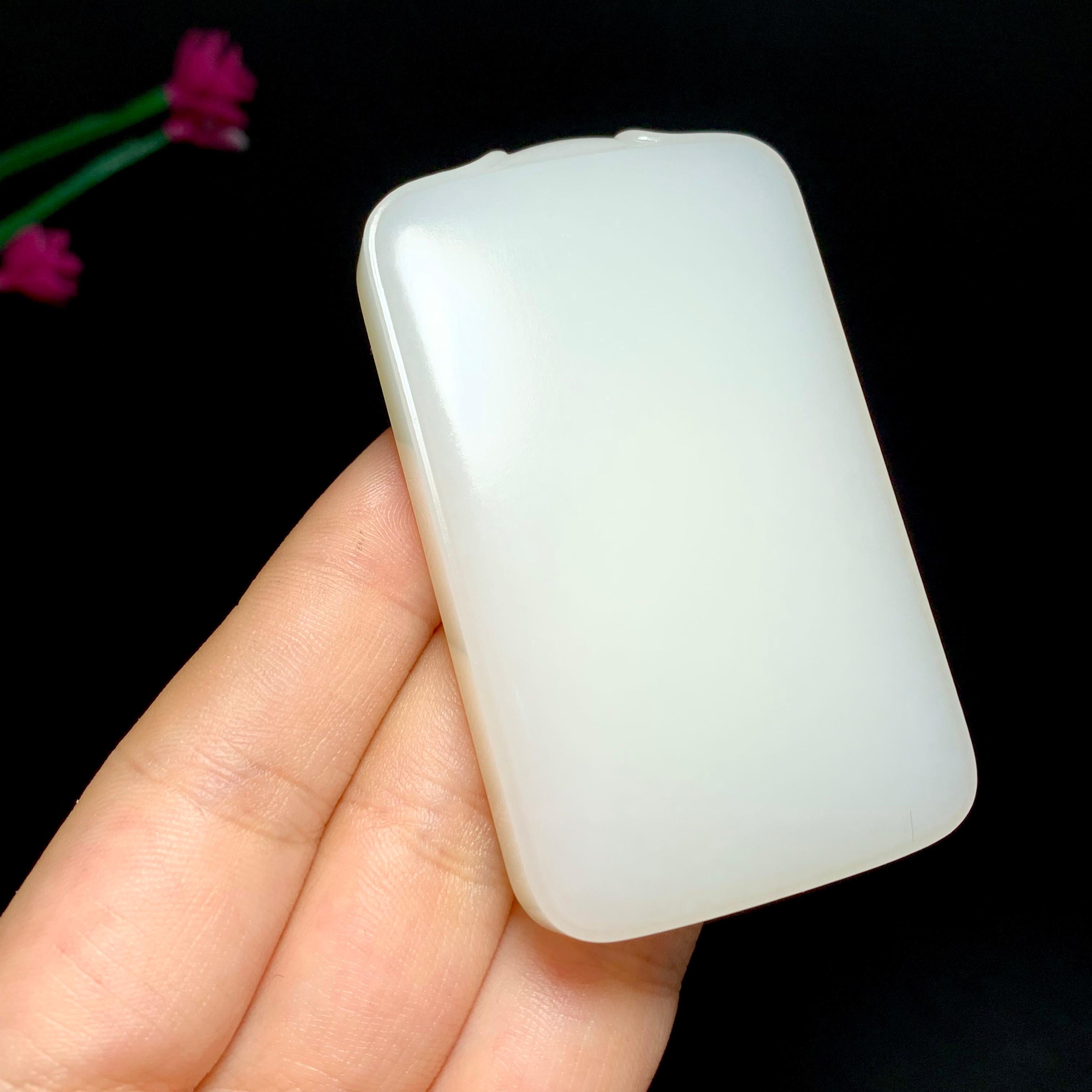 高品质和田羊脂白玉平安无事牌（79.0g）