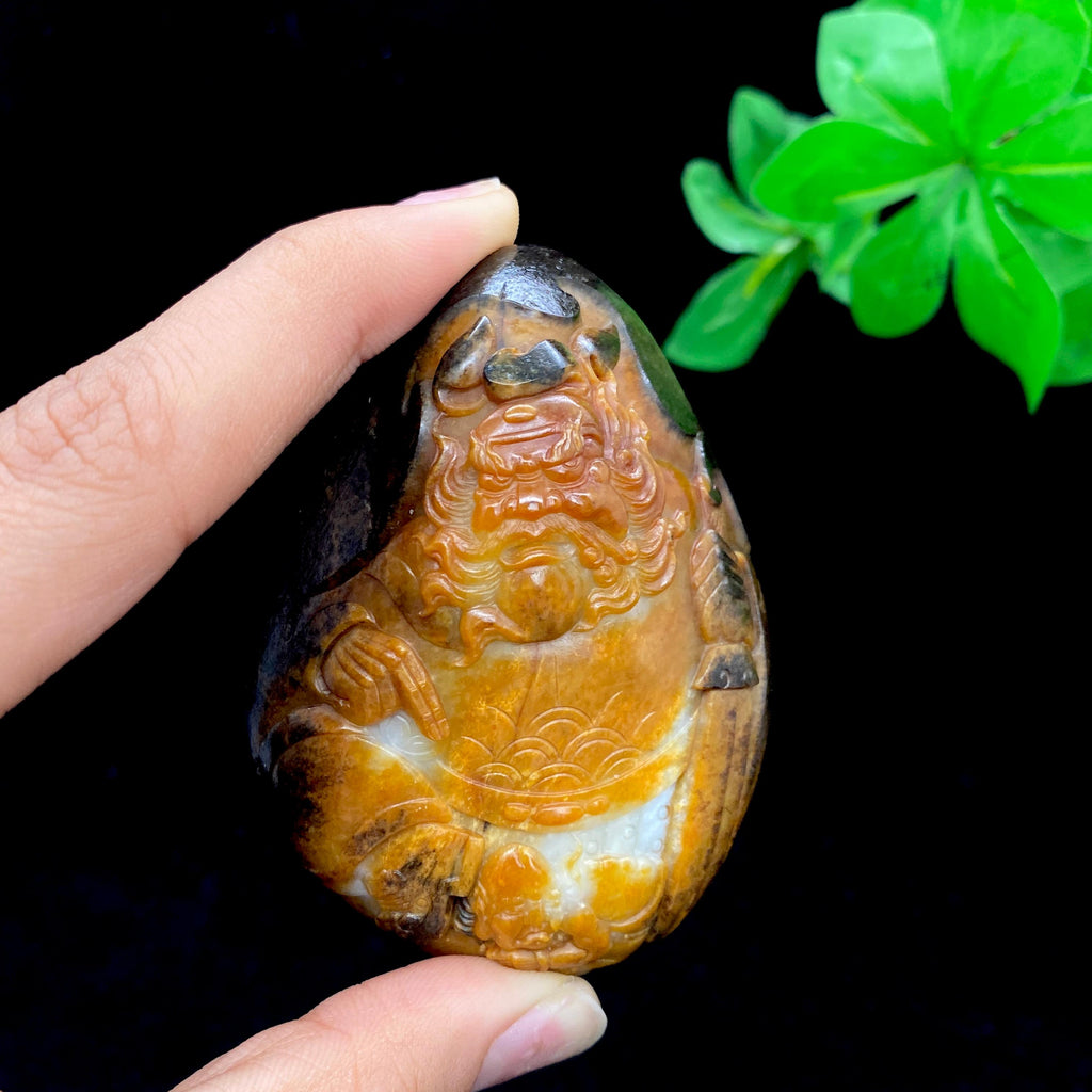 和田玉黄沁皮籽料【钟馗】手把件（207.5g）